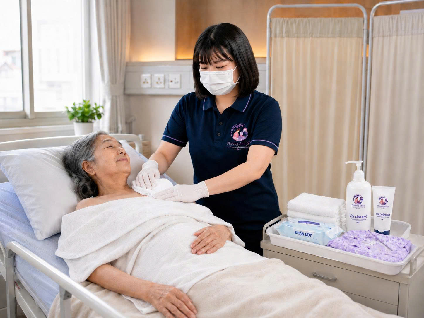 Tắm khô cho người bệnh tại nhà, bệnh viện ở Hải Phòng